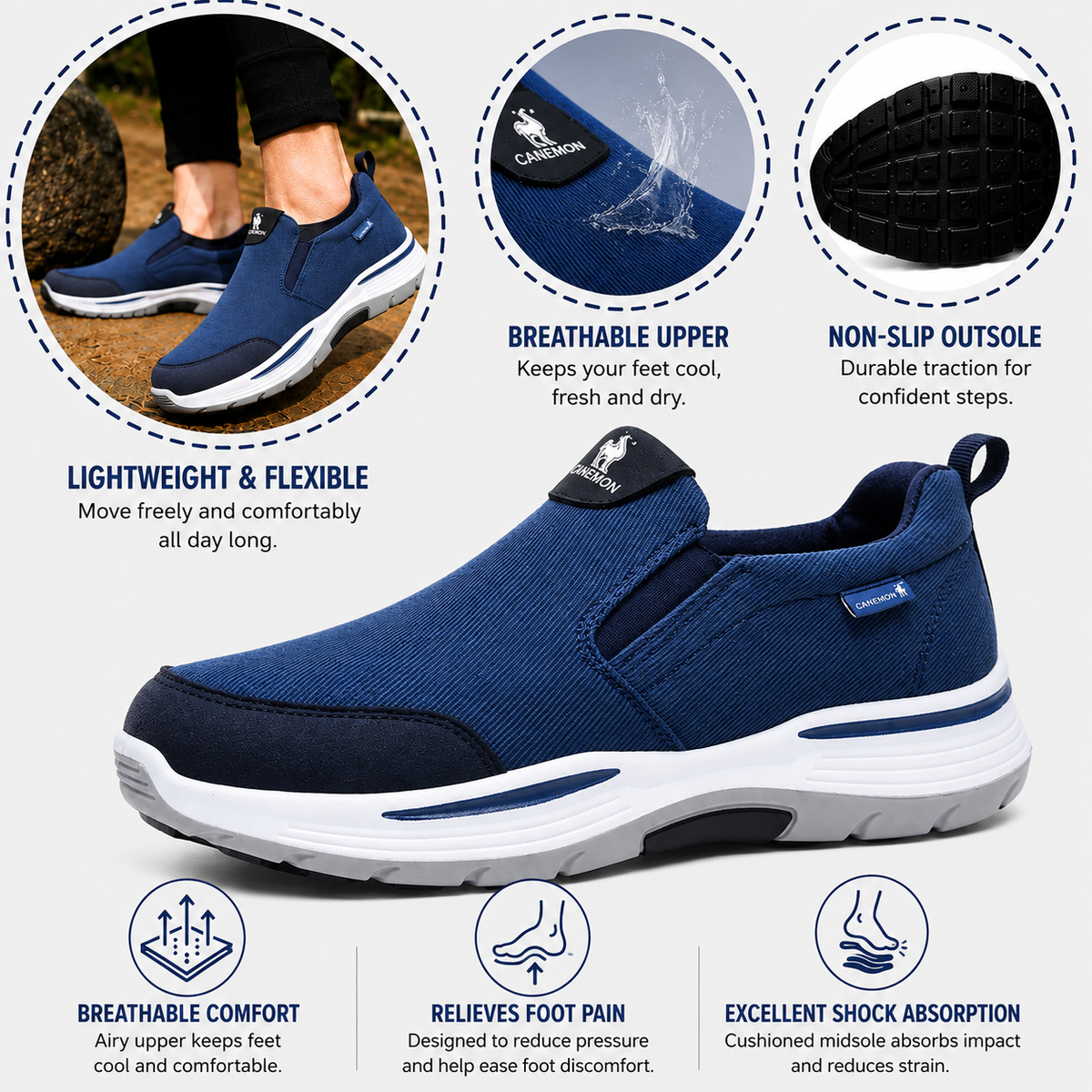Men’s Breathable Mesh Slip-On Walking Shoes