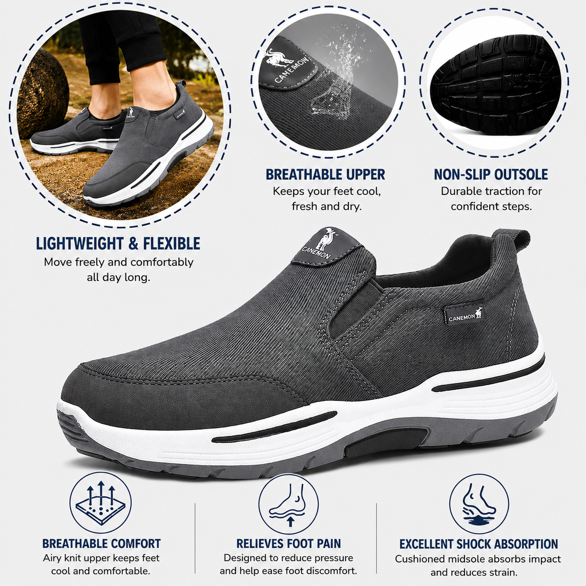 Men’s Breathable Mesh Slip-On Walking Shoes