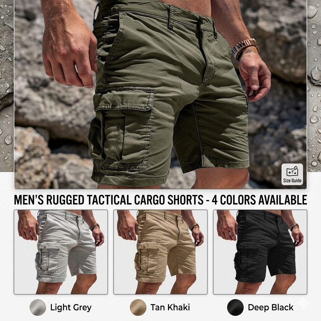 Men’s Utility Cargo Shorts – Lightweight Multi-Pocket Outdoor Shorts