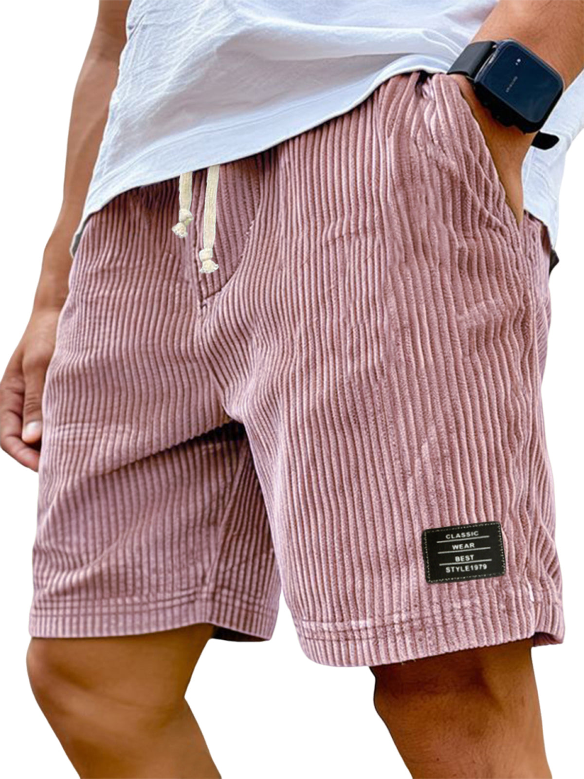 Men's Stylish Ripped Classic Embroidered Label Versatile Casual Shorts