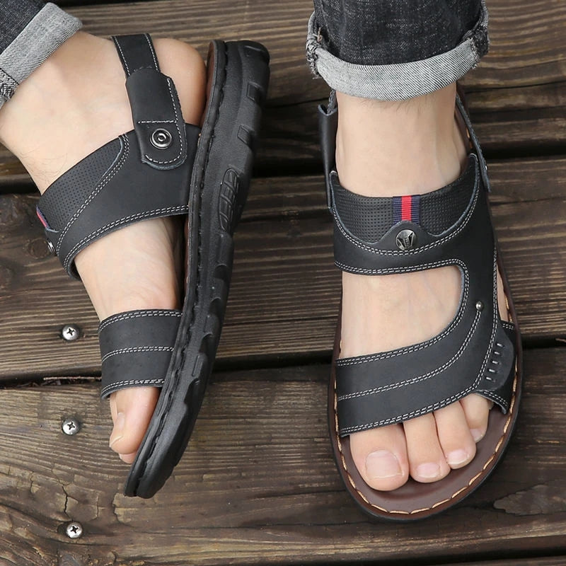 Men's Premium Leather Two-Way Sandals - Orthopedic Walking Shoes