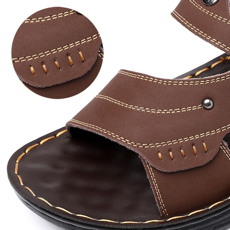 Men's Premium Leather Two-Way Sandals - Orthopedic Walking Shoes