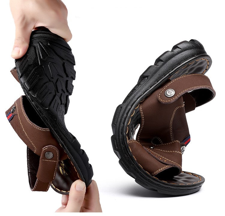 Men's Premium Leather Two-Way Sandals - Orthopedic Walking Shoes