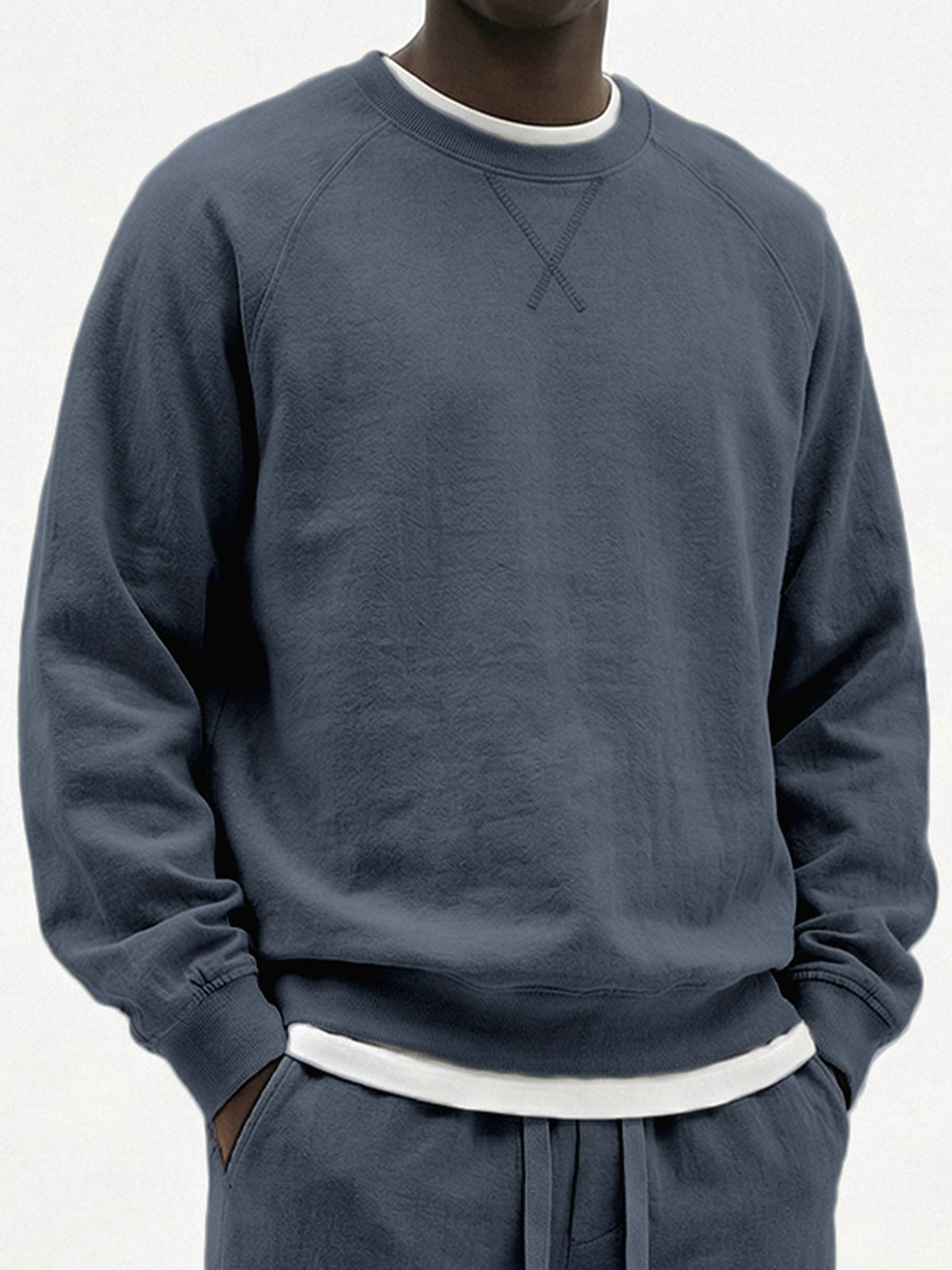 Men's Casual Cotton Embroidered Patchwork Long-Sleeve T-Shirt
