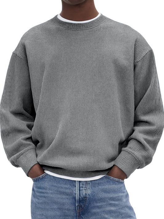 Men's Stylish Corduroy Crew Neck Basic Pullover