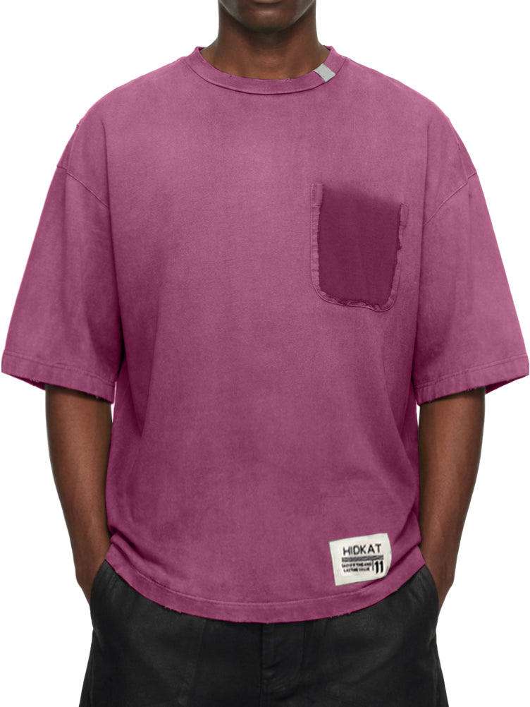 Men's Vintage Washed And Distressed Cotton Short Sleeved T-shirt