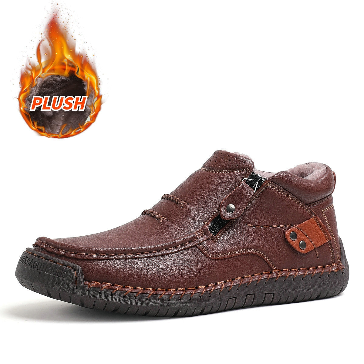 Men's Handmade Leather Boots with Arch Support & Wide Toe Box | Easy Zip Design