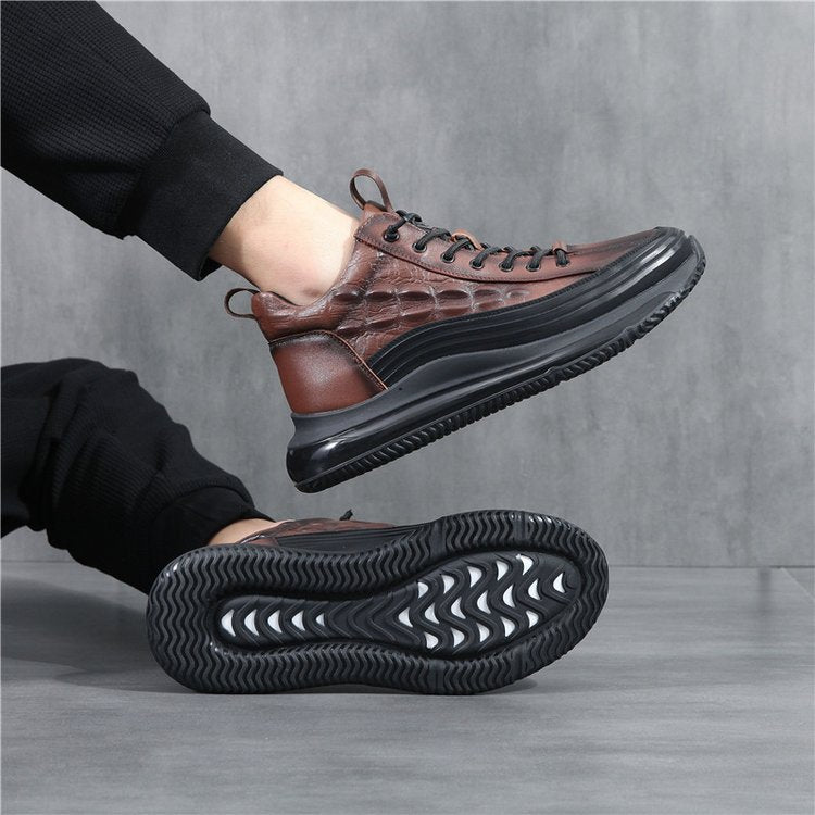Men’s Casual Cowhide Leather Air Cushion Shoes – Comfortable Everyday Walking Sneakers