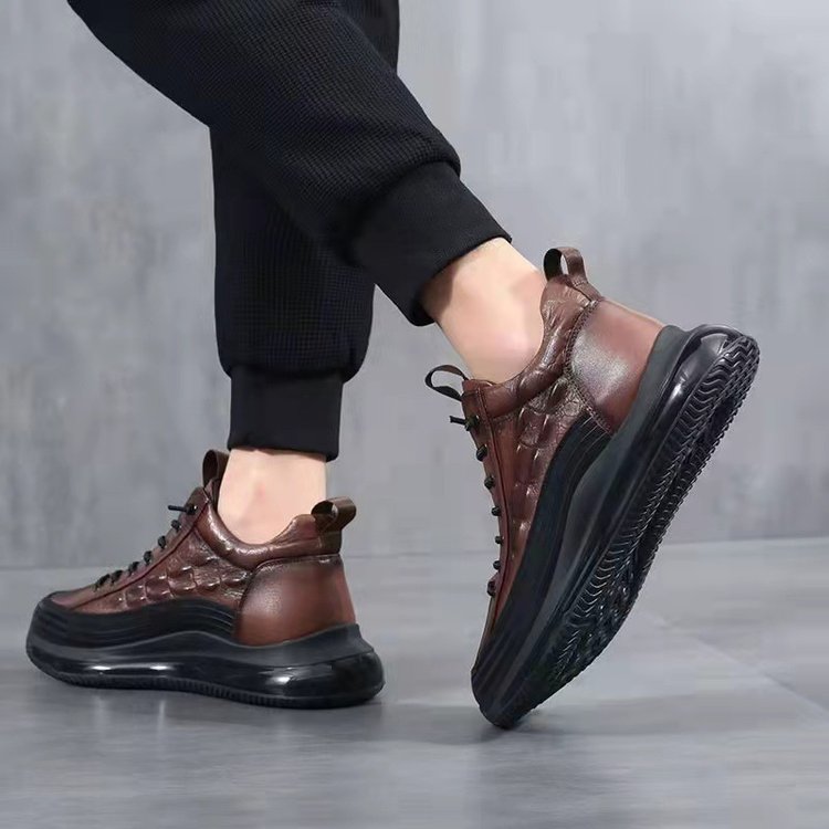 Men’s Casual Cowhide Leather Air Cushion Shoes – Comfortable Everyday Walking Sneakers