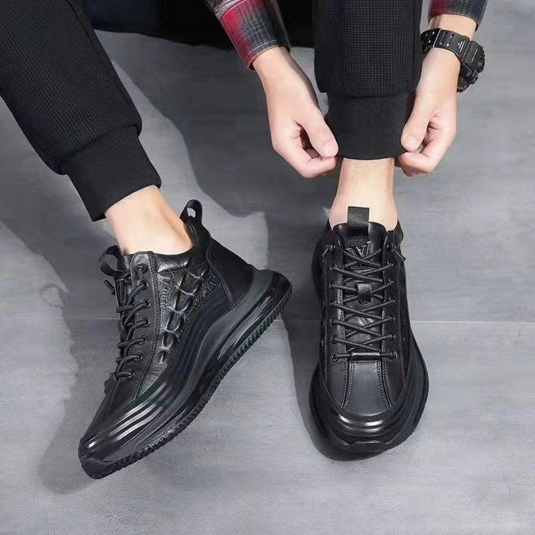 Men’s Casual Cowhide Leather Air Cushion Shoes – Comfortable Everyday Walking Sneakers