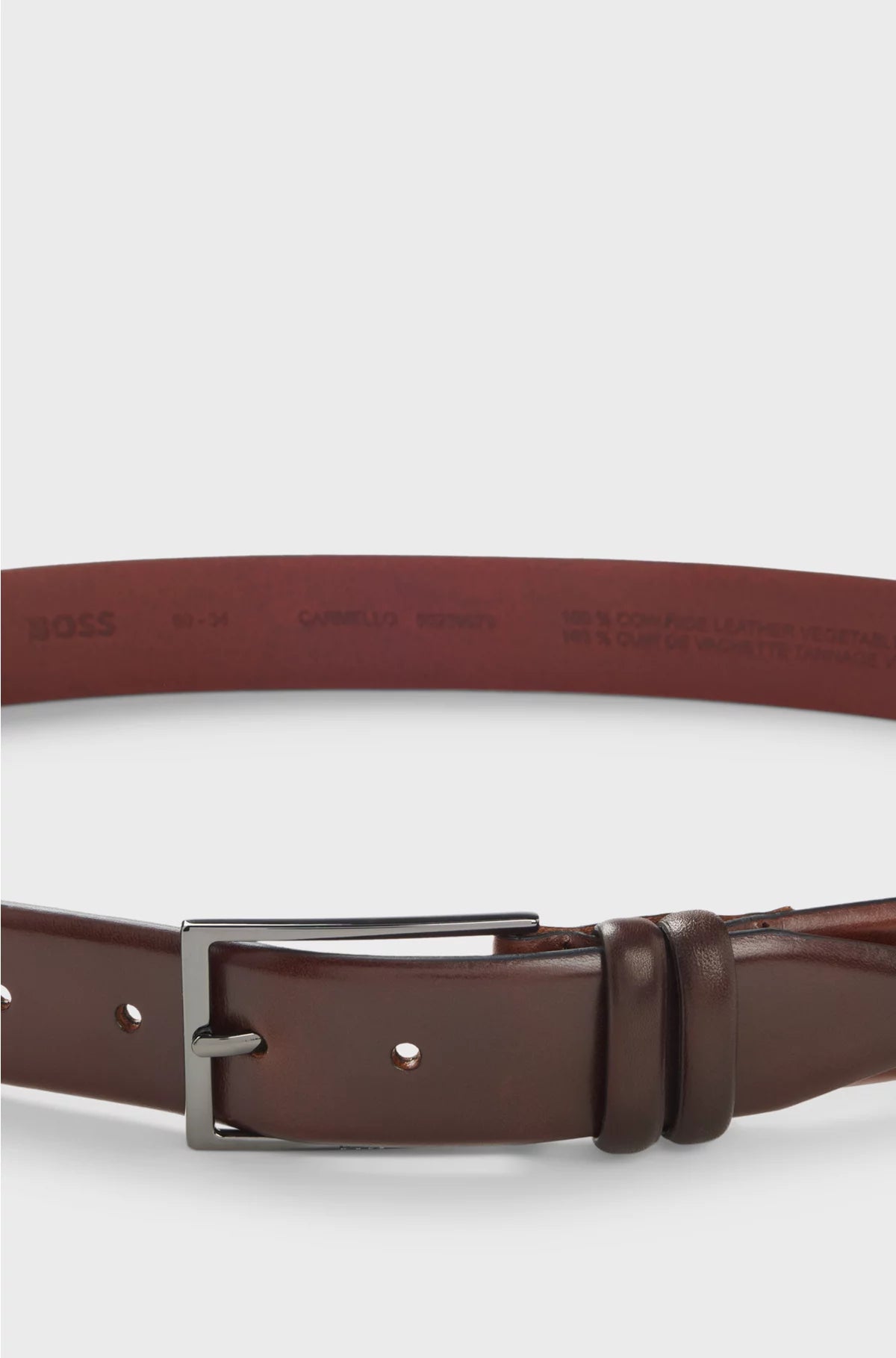 VEGETABLE-TANNED LEATHER BELT WITH GUNMETAL HARDWARE