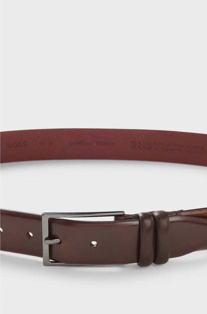 VEGETABLE-TANNED LEATHER BELT WITH GUNMETAL HARDWARE