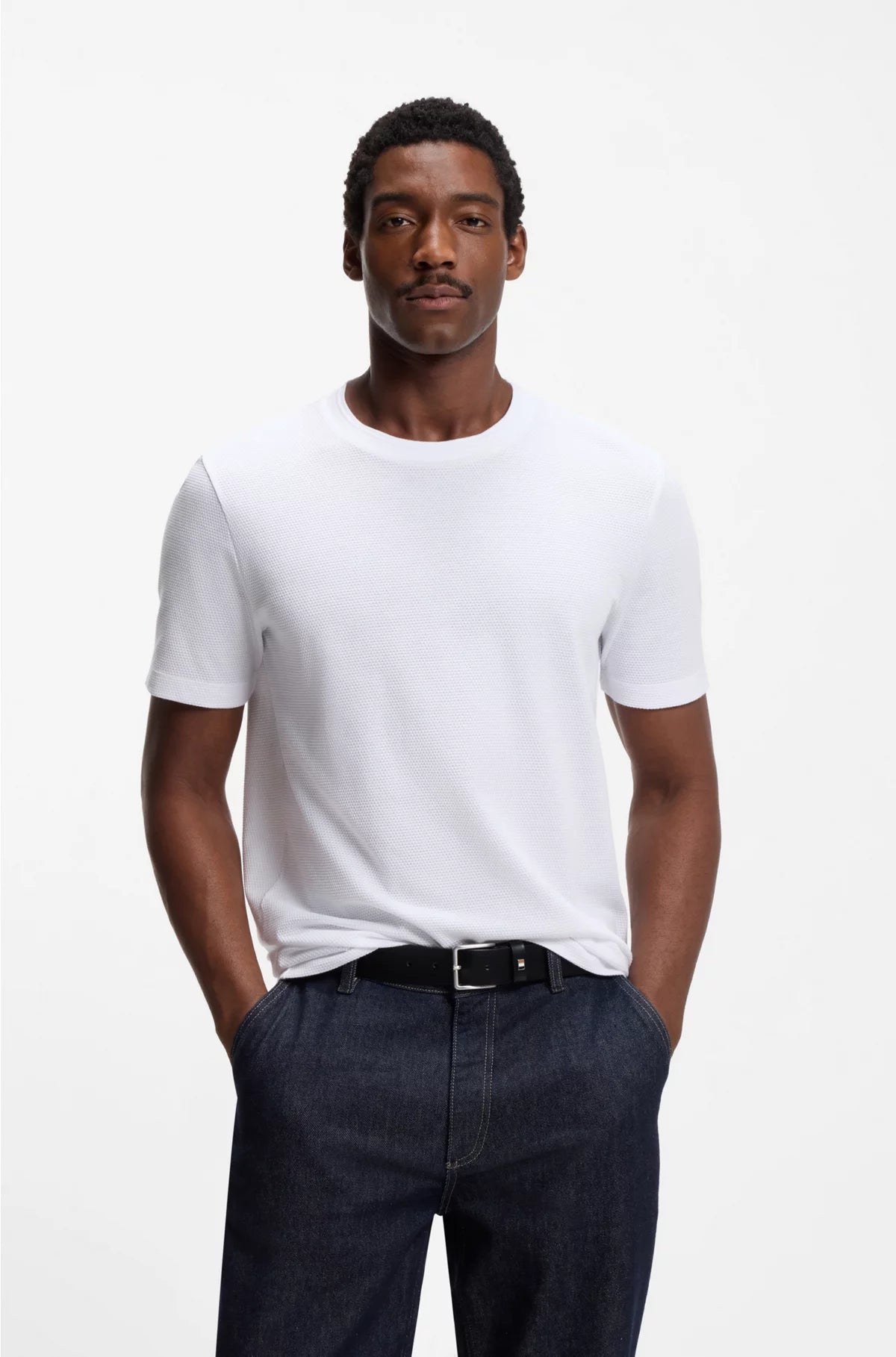 COTTON-BLEND T-SHIRT WITH BUBBLE-JACQUARD STRUCTURE