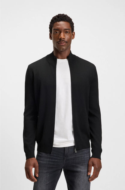 ZIP-UP KNITTED CARDIGAN IN VIRGIN WOOL