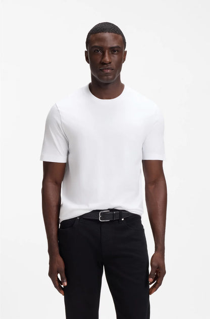 REGULAR-FIT T-SHIRT IN COTTON JERSEY WITH RIBBED COLLAR