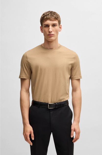 REGULAR-FIT T-SHIRT IN COTTON JERSEY WITH RIBBED COLLAR