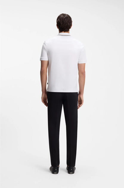 SLIM-FIT POLO SHIRT IN COTTON WITH STRIPED COLLAR