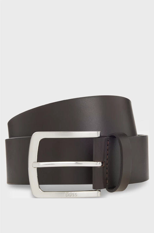 ITALIAN-LEATHER BELT WITH LOGO-ENGRAVED BUCKLE