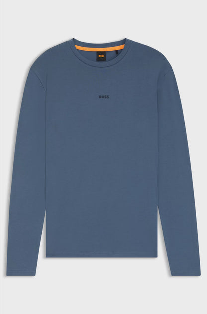 LONG-SLEEVED T-SHIRT IN STRETCH COTTON WITH LOGO PRINT
