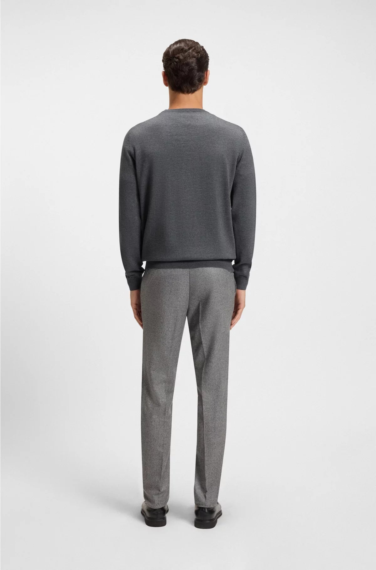 V-NECK SWEATER IN VIRGIN WOOL WITH EMBROIDERED LOGO