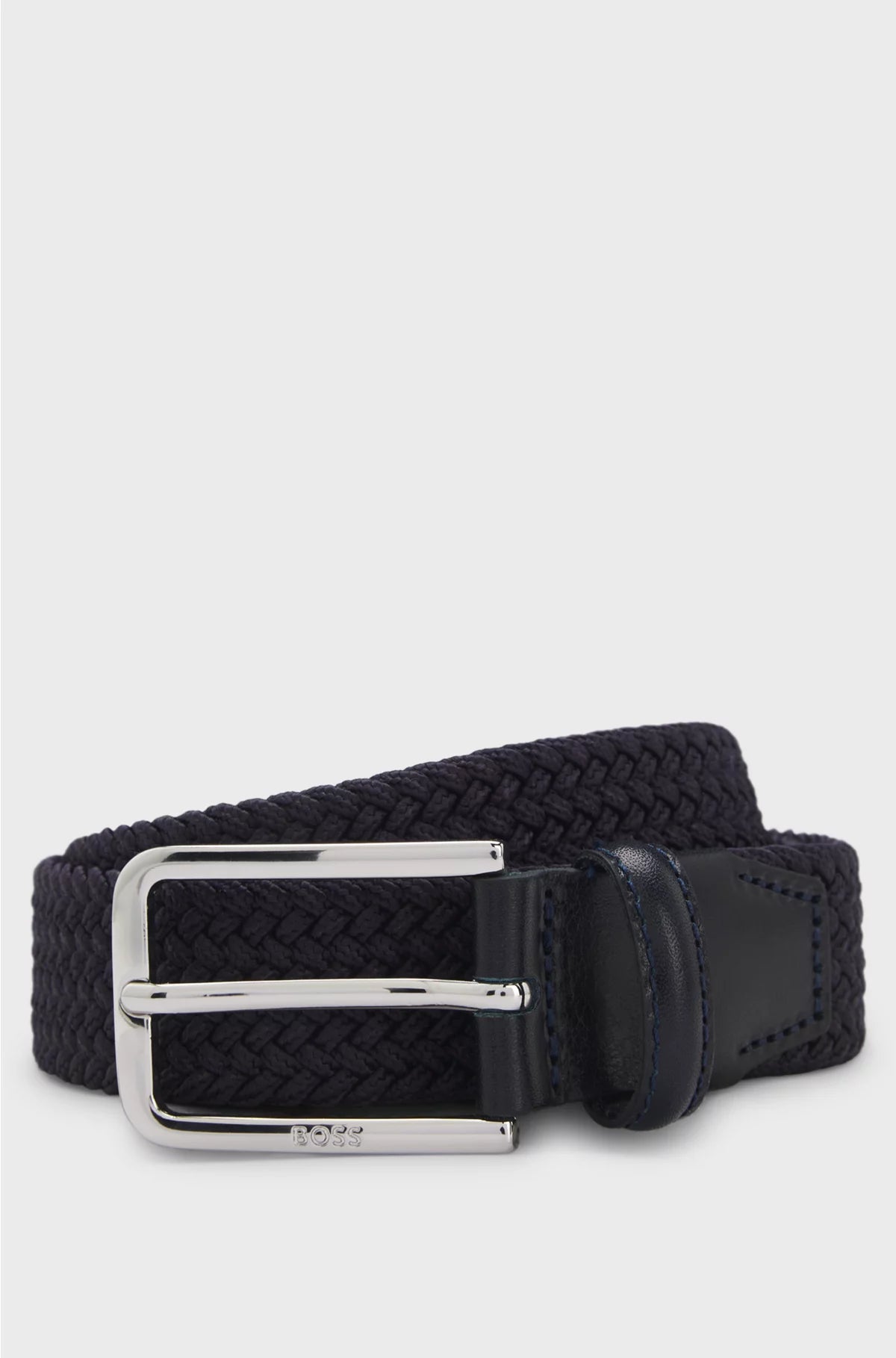 WOVEN BELT WITH LEATHER FACINGS