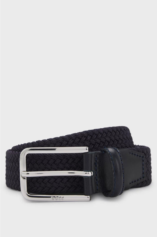 WOVEN BELT WITH LEATHER FACINGS