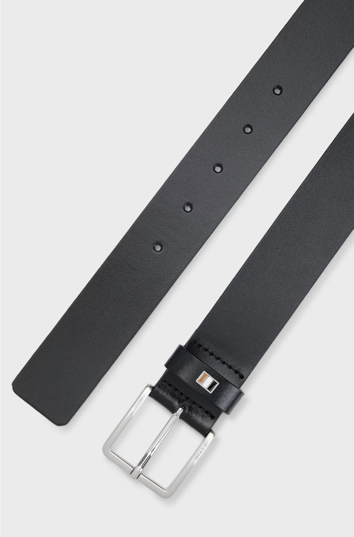 ITALIAN-LEATHER BELT WITH SIGNATURE-STRIPE KEEPER