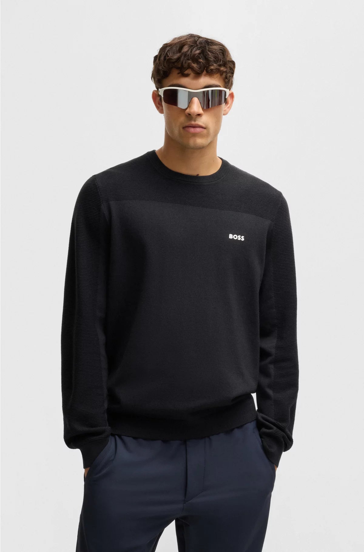 BRANDED CREW-NECK SWEATER IN DRY-FLEX FABRIC