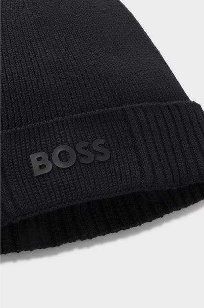 LOGO-DETAIL BEANIE HAT IN COTTON AND VIRGIN WOOL