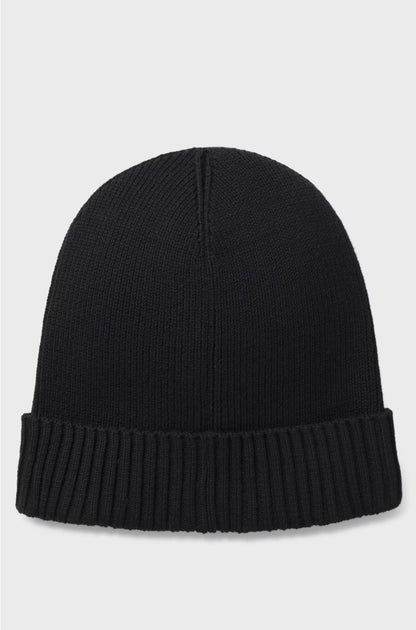 LOGO-DETAIL BEANIE HAT IN COTTON AND VIRGIN WOOL