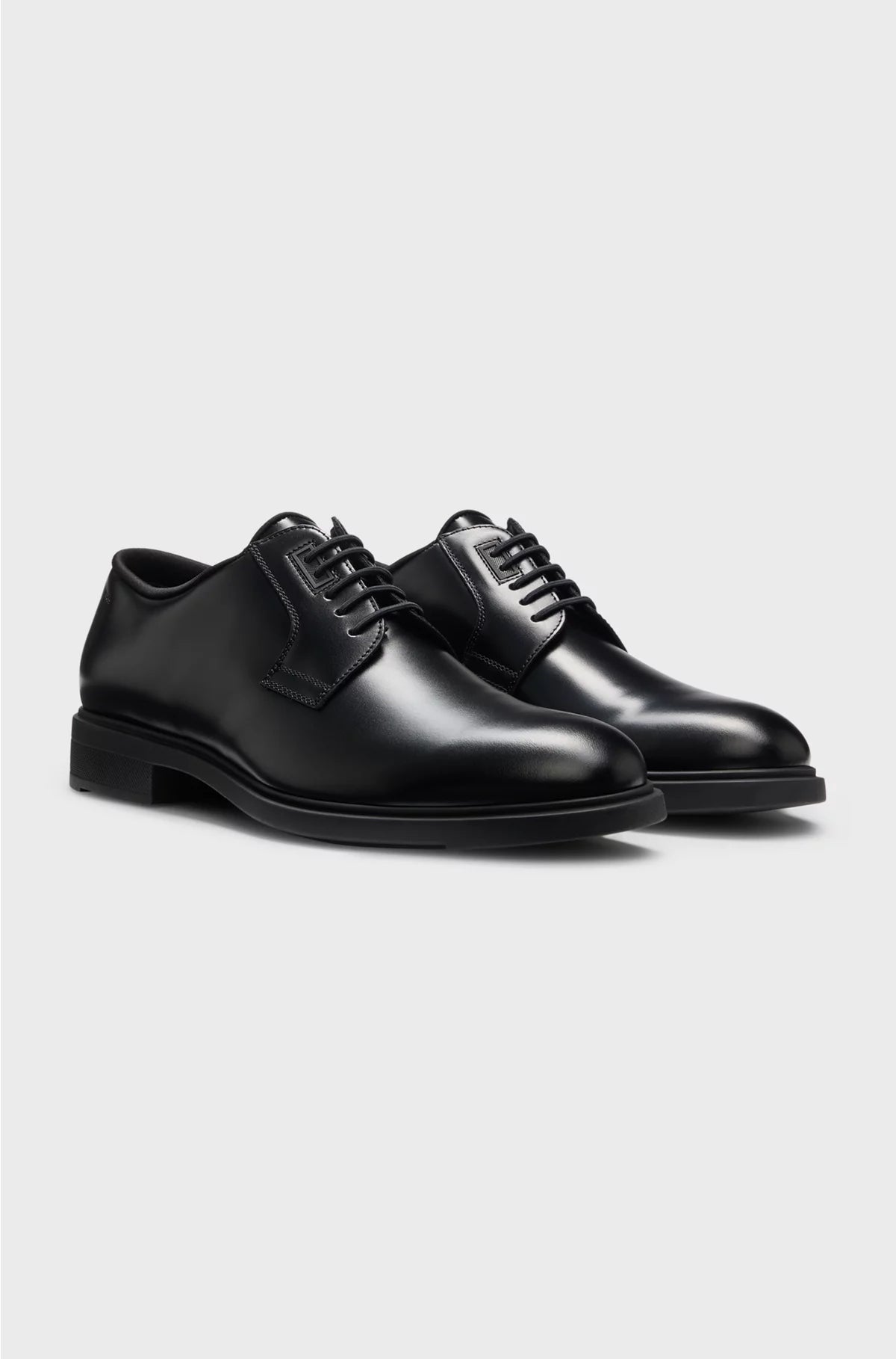 ITALIAN-MADE LEATHER DERBY SHOES WITH PIPED TRIMS
