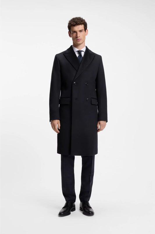 DOUBLE-BREASTED COAT IN WOOL AND CASHMERE