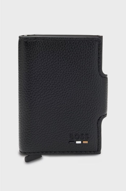 GRAINED FAUX-LEATHER CARD HOLDER WITH ALUMINIUM CASE