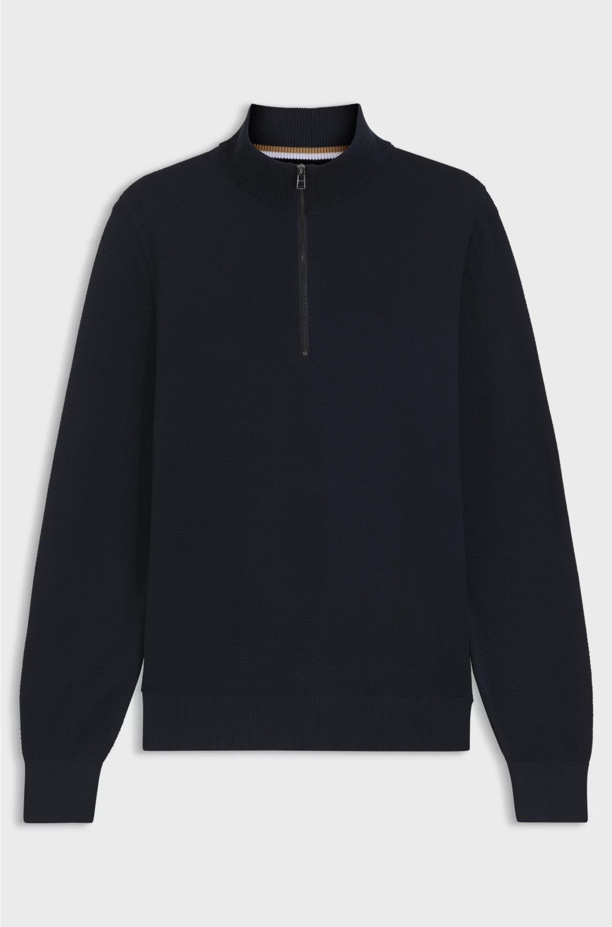 QUARTER-ZIP COTTON SWEATER WITH KNITTED STRUCTURE