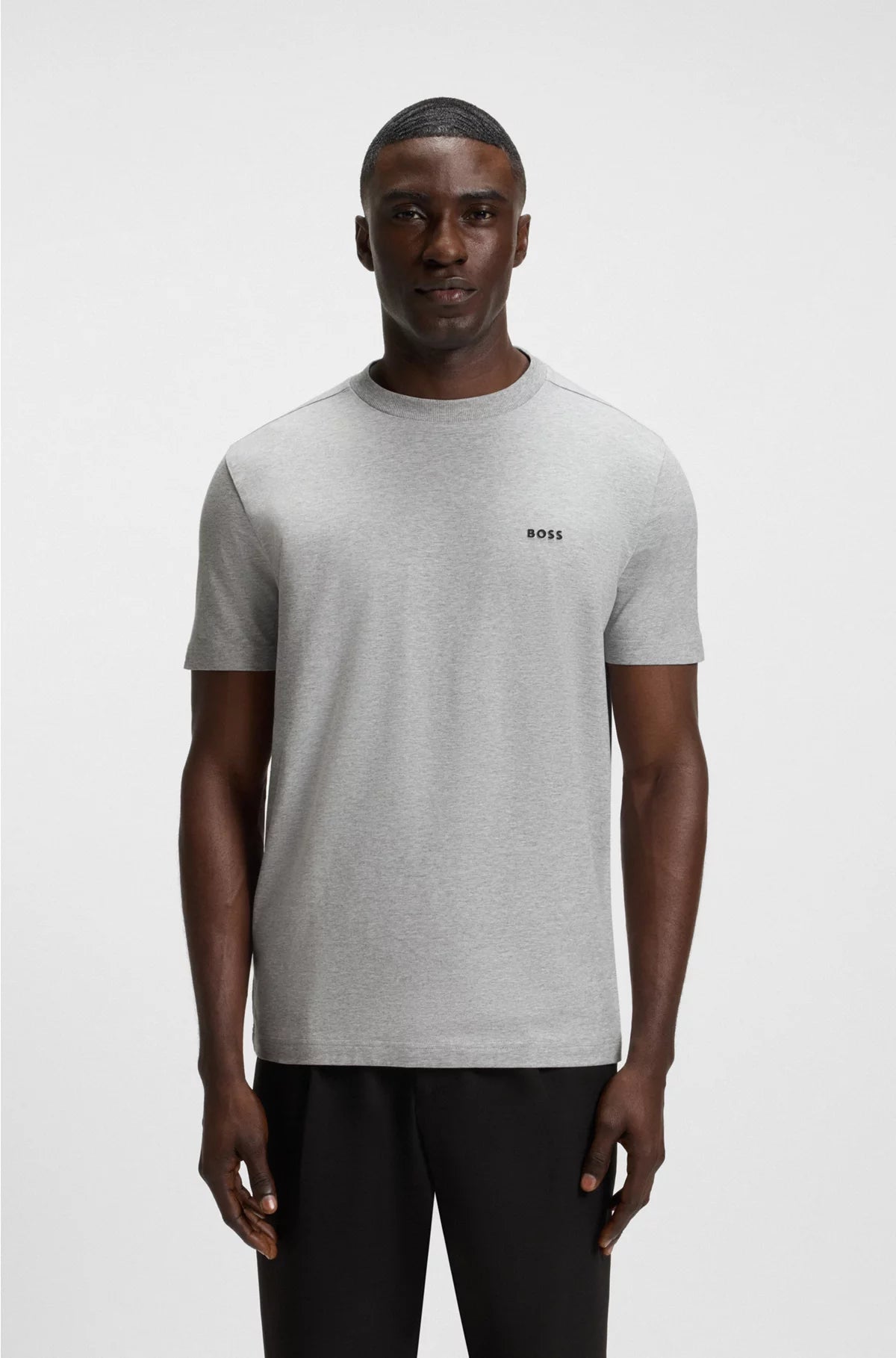 STRETCH-COTTON T-SHIRT WITH CONTRAST LOGO
