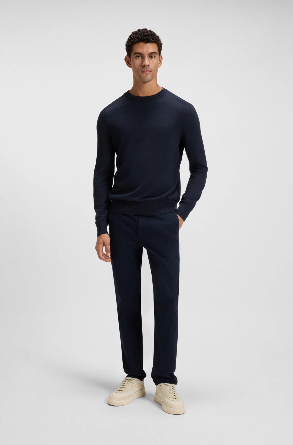 KNITTED-COTTON SWEATER WITH EMBROIDERED LOGO
