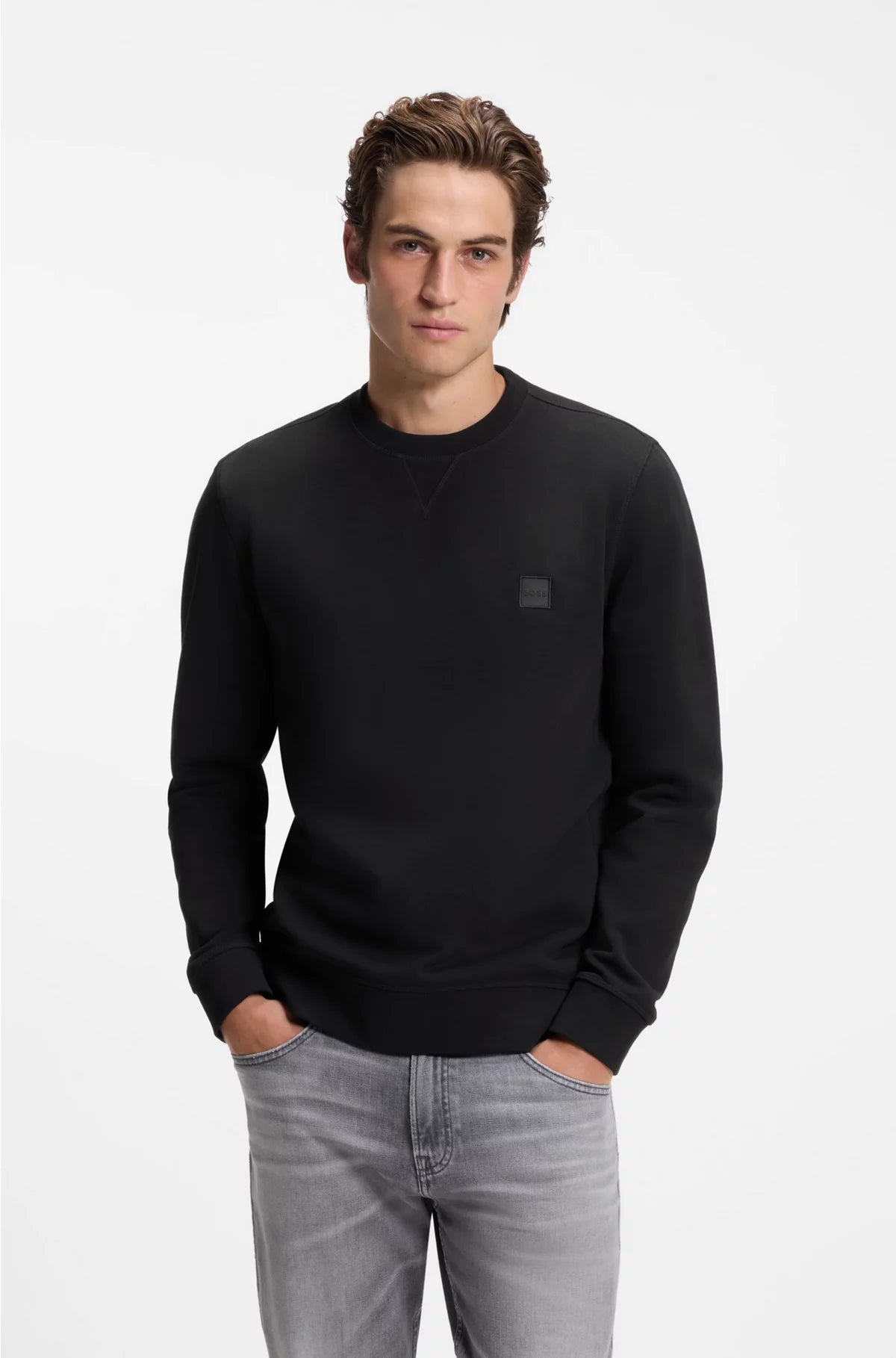 COTTON-TERRY SWEATSHIRT WITH LOGO PATCH