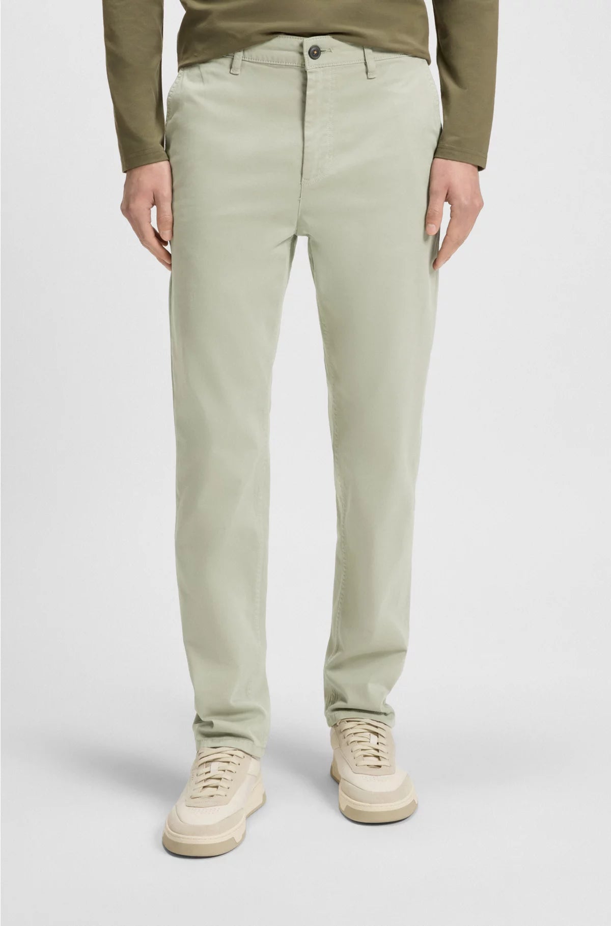 TAPERED-FIT CHINOS IN STRETCH-COTTON SATIN