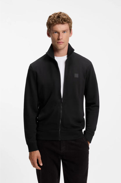 ZIP-UP JACKET IN COTTON TERRY WITH LOGO BADGE
