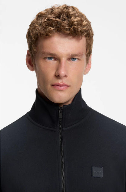 ZIP-UP JACKET IN COTTON TERRY WITH LOGO BADGE