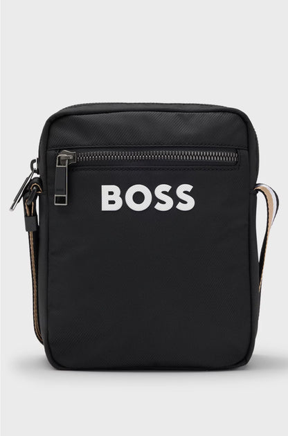 CROSSBODY BAG WITH CONTRAST LOGO AND SIGNATURE-STRIPE STRAP