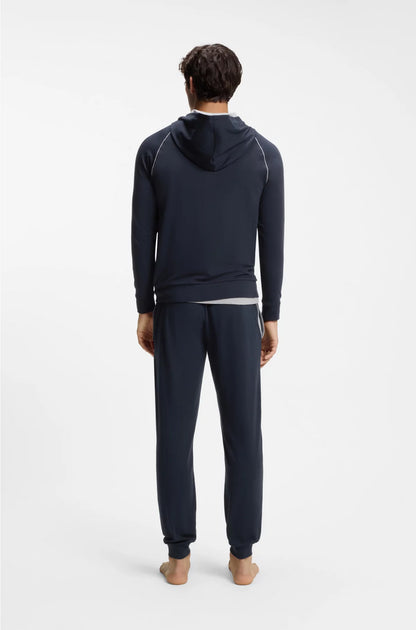 ZIP-UP HOODIE IN STRETCH COTTON WITH EMBROIDERED LOGO