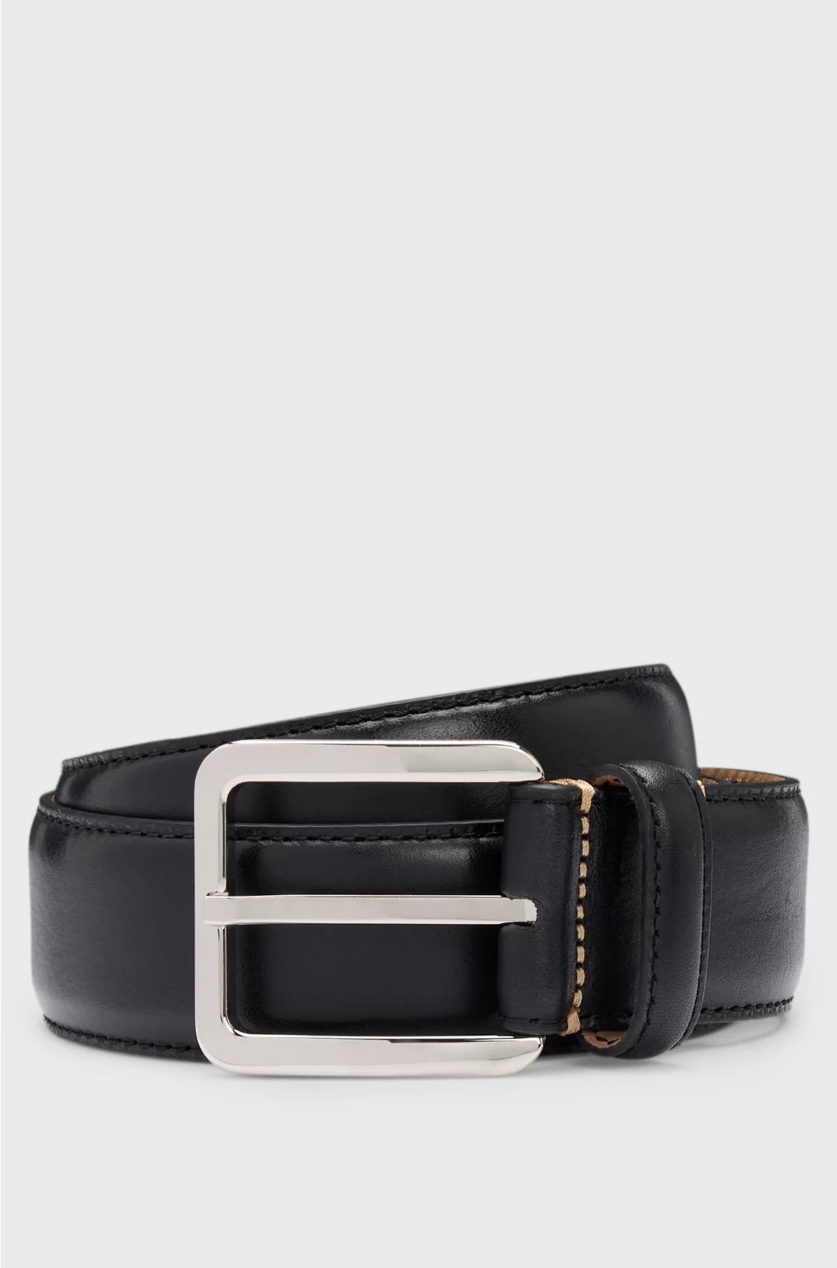 ITALIAN-LEATHER BELT WITH CONTRAST STITCHING