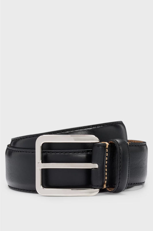 ITALIAN-LEATHER BELT WITH CONTRAST STITCHING