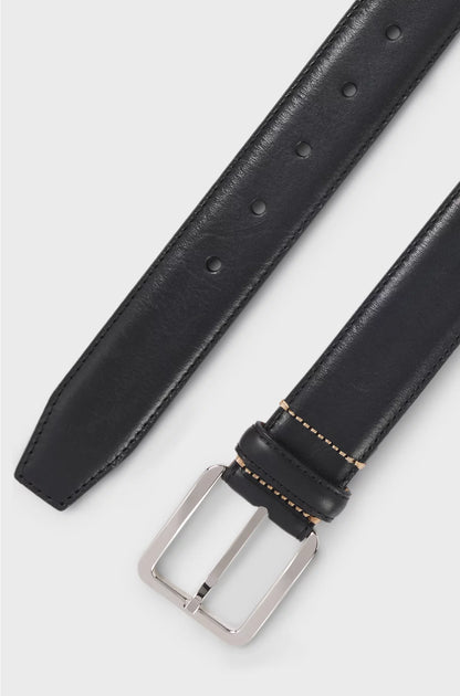 ITALIAN-LEATHER BELT WITH CONTRAST STITCHING
