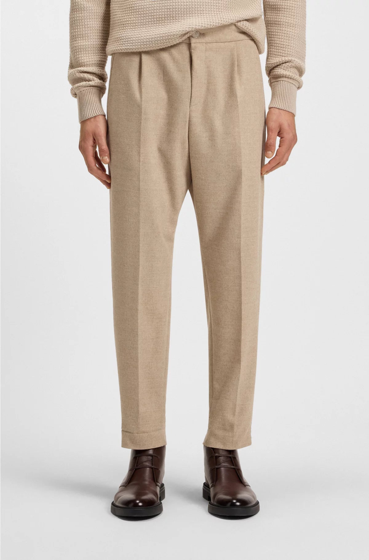 TAPERED-FIT TROUSERS IN STRETCH FLANNEL