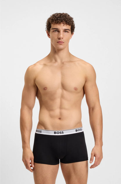 THREE-PACK OF LOGO-WAISTBAND TRUNKS IN STRETCH COTTON