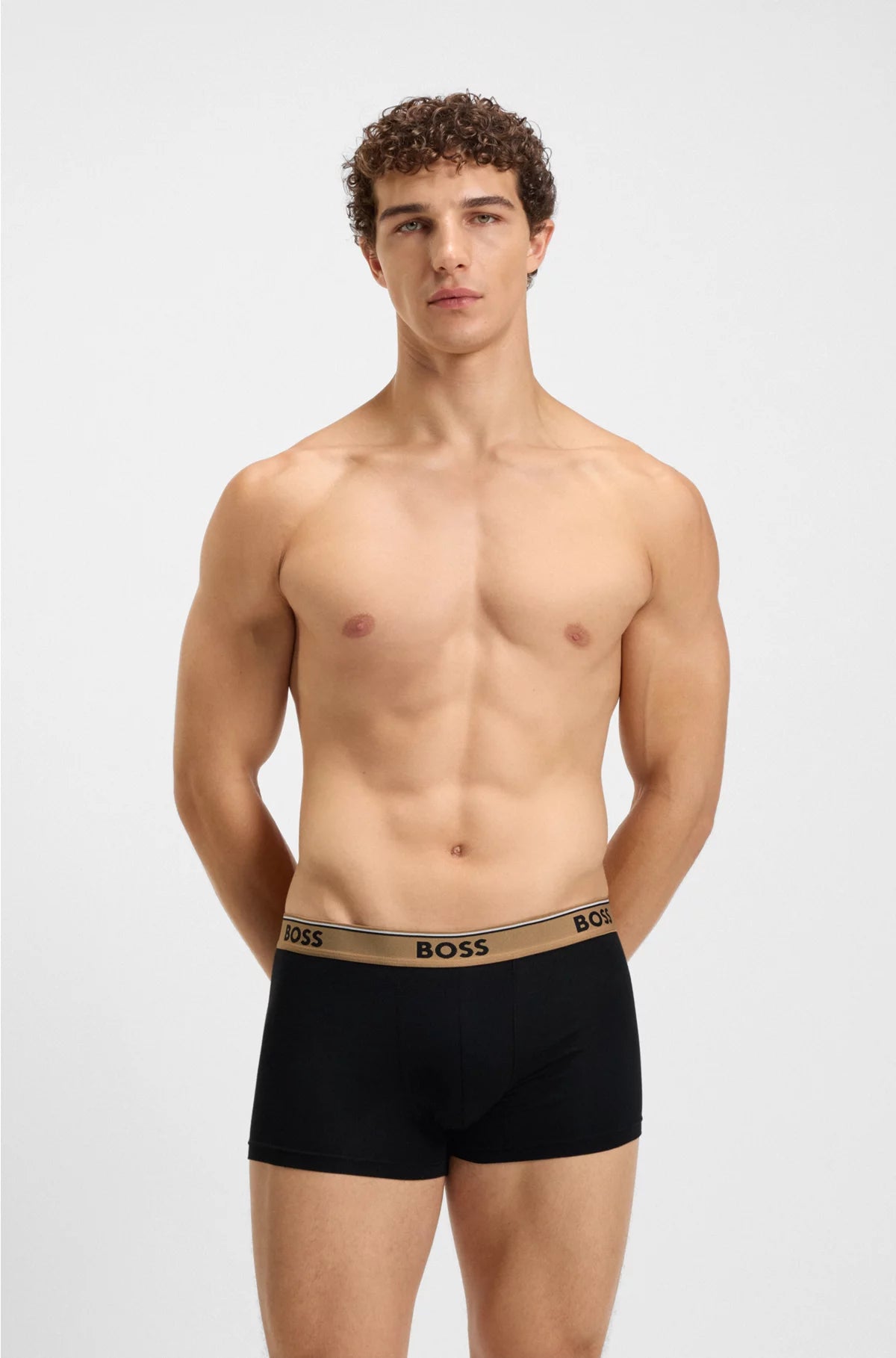 THREE-PACK OF LOGO-WAISTBAND TRUNKS IN STRETCH COTTON