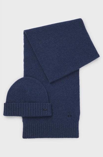 WOOL-BLEND BEANIE HAT AND SCARF GIFT SET