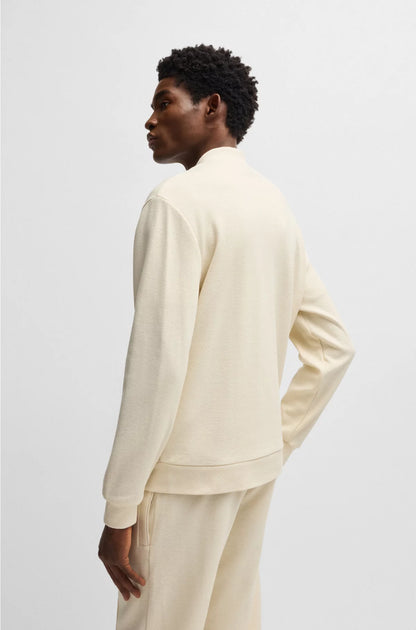 ZIP-UP SWEATSHIRT IN COTTON-LINEN PIQUE